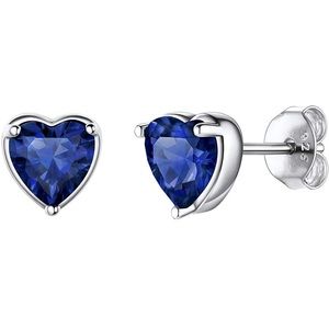 Heart Birthstone Sterling Silver Earrings
